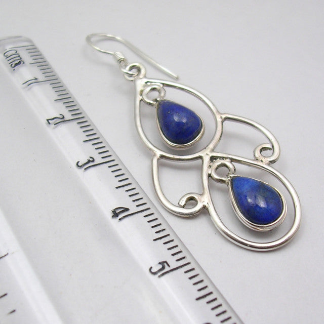 Cercei Argint 925 cu Lapis Lazuli, 5.2 cm lungime