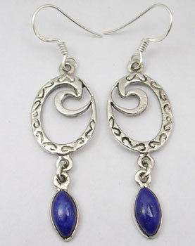 Cercei Argint 925 cu Lapis Lazuli, 5.3 cm lungime