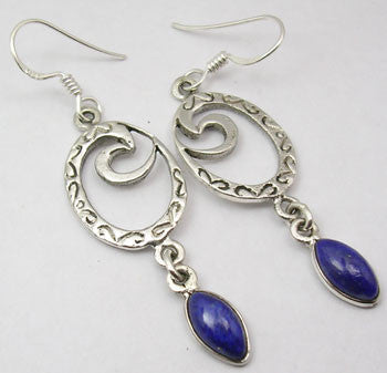 Cercei Argint 925 cu Lapis Lazuli, 5.3 cm lungime