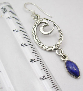 Cercei Argint 925 cu Lapis Lazuli, 5.3 cm lungime