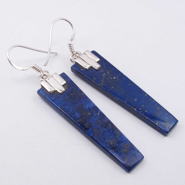 Cercei Argint 925 cu  Lapis Lazuli, 5.3 cm lungime