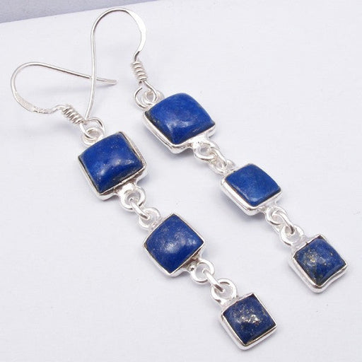 Cercei Argint 925 cu Lapis Lazuli, 5,5 cm lungime