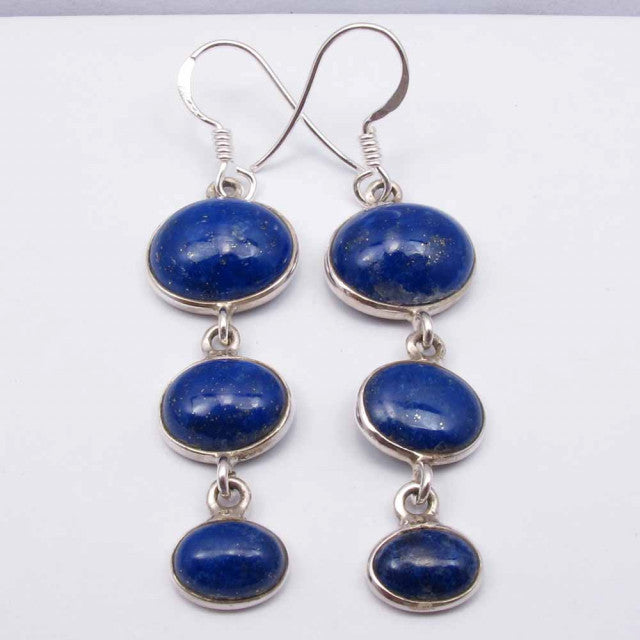 Cercei Argint 925 cu Lapis Lazuli 5.5 cm lungime
