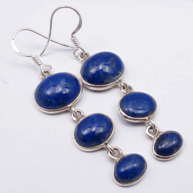 Cercei Argint 925 cu Lapis Lazuli 5.5 cm lungime