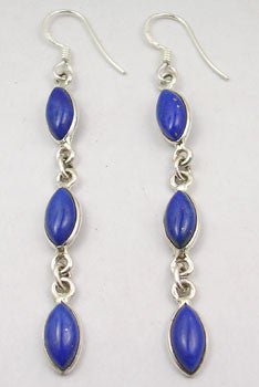 Cercei Argint 925 cu Lapis Lazuli, 6.6 cm lungime