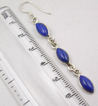 Cercei Argint 925 cu Lapis Lazuli, 6.6 cm lungime