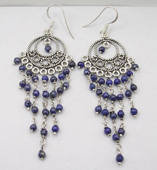 Cercei Argint 925 cu Lapis Lazuli, 8 cm lungime