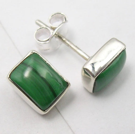 Cercei Argint 925 cu Malachit, 0.8 cm lungime