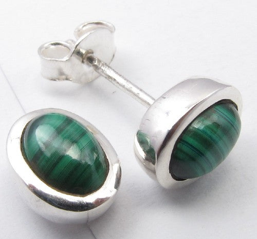 Cercei Argint 925 cu Malachit 0.9 cm lungime