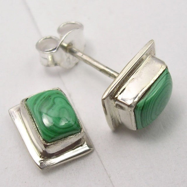 Cercei Argint 925 cu Malachit, 0,9 cm lungime