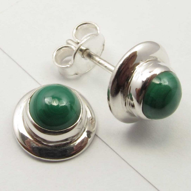 Cercei Argint 925 cu Malachit, 0.9 cm lungime