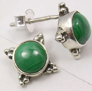 Cercei Argint 925 cu Malachit, 1,2 cm lungime