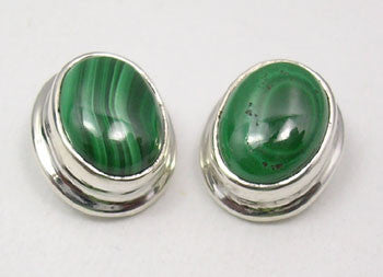 Cercei Argint 925 cu Malachit, 1.2 cm lungime