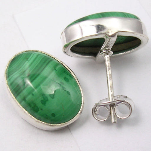 Cercei Argint 925 cu Malachit, 1.5 cm lungime