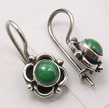 Cercei Argint 925 cu Malachit, 1.8 cm lungime
