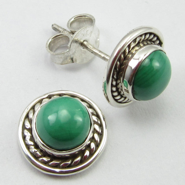 Cercei Argint 925 cu Malachit 1 cm lungime