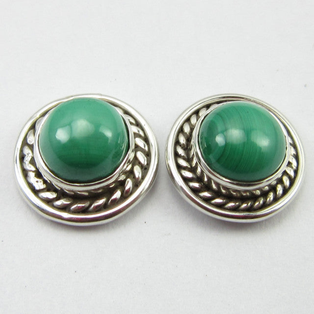 Cercei Argint 925 cu Malachit 1 cm lungime