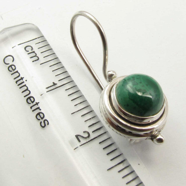 Cercei Argint 925 cu Malachit, 2.4 cm lungime