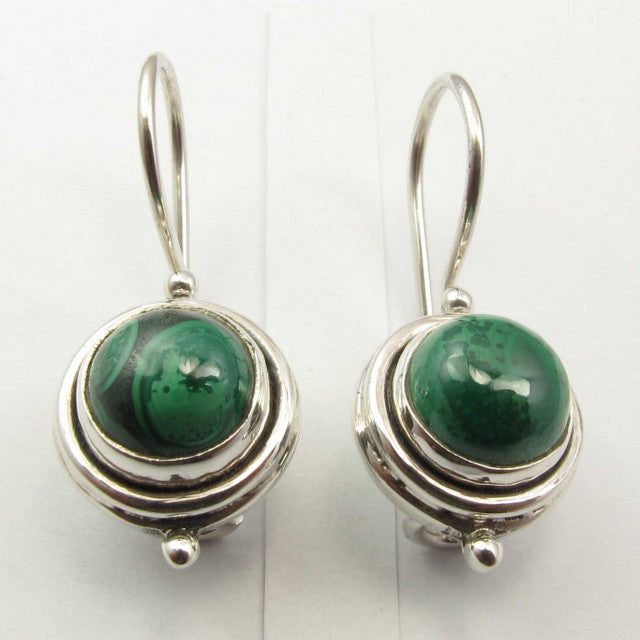 Cercei Argint 925 cu Malachit, 2.4 cm lungime