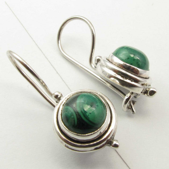 Cercei Argint 925 cu Malachit, 2.4 cm lungime
