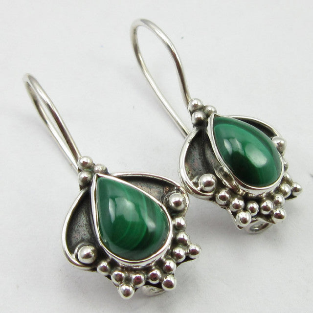 Cercei Argint 925 cu Malachit 2.5 cm lungime