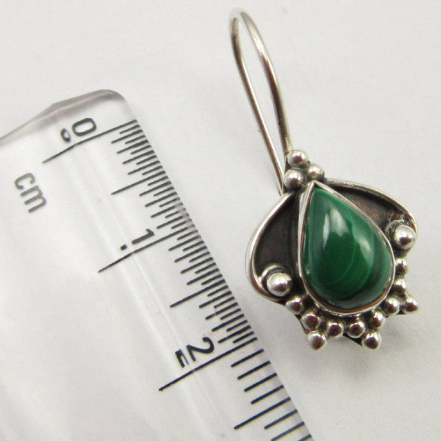 Cercei Argint 925 cu Malachit 2.5 cm lungime