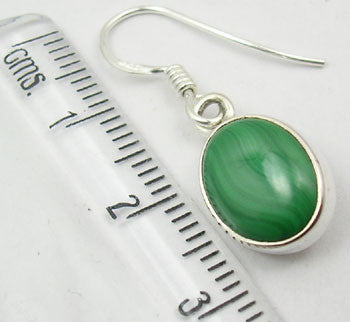 Cercei Argint 925 cu Malachit, 2.8 cm lungime