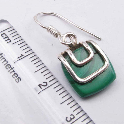 Cercei Argint 925 cu Malachit, 2,8 cm lungime