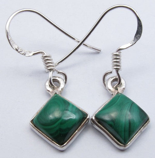 Cercei Argint 925 cu Malachit, 2,9 cm lungime