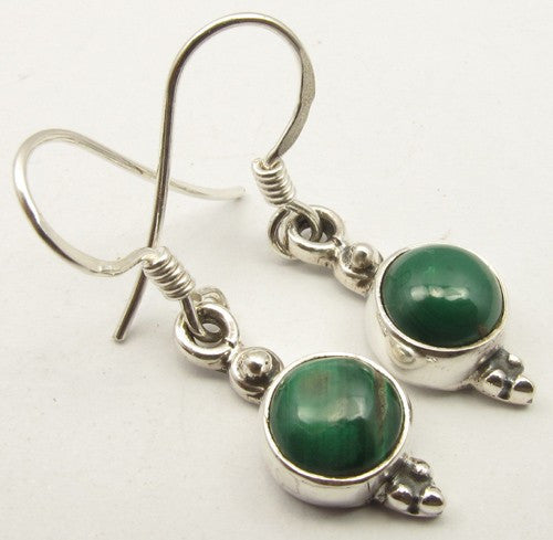 Cercei Argint 925 cu Malachit 3.0 cm lungime