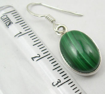 Cercei Argint 925 cu Malachit, 3.1 cm lungime