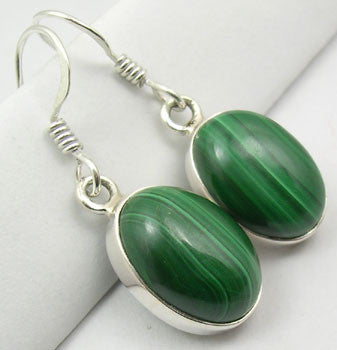 Cercei Argint 925 cu Malachit, 3.1 cm lungime