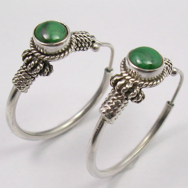 Cercei Argint 925 cu Malachit, 3.1 cm lungime