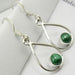 Cercei Argint 925 cu Malachit, 3.5 cm lungime