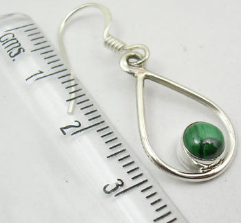 Cercei Argint 925 cu Malachit, 3.5 cm lungime