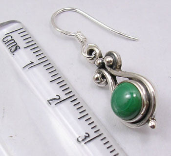 Cercei Argint 925 cu Malachit, 3.5 cm lungime