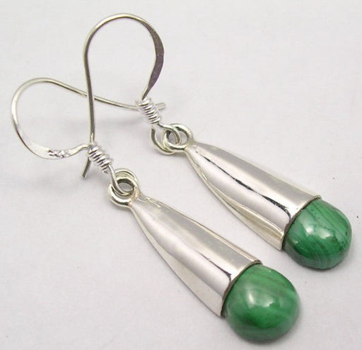 Cercei Argint 925 cu Malachit, 3,8 cm lungime