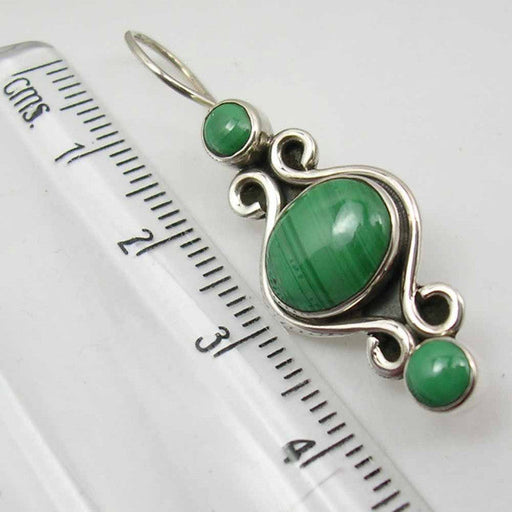 Cercei Argint 925 cu Malachit, 3,8 cm lungime