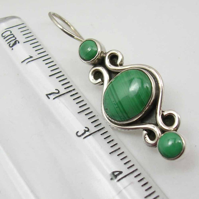 Cercei Argint 925 cu Malachit, 3,8 cm lungime