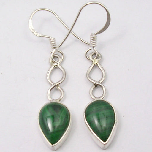 Cercei Argint 925 cu Malachit, 4.1 cm lungime