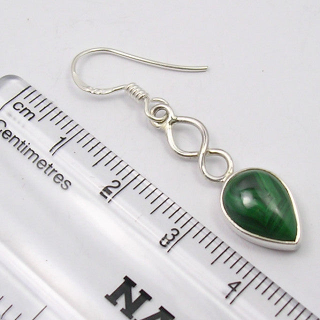 Cercei Argint 925 cu Malachit, 4.1 cm lungime