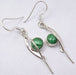 Cercei Argint 925 cu Malachit, 4,5 cm lungime