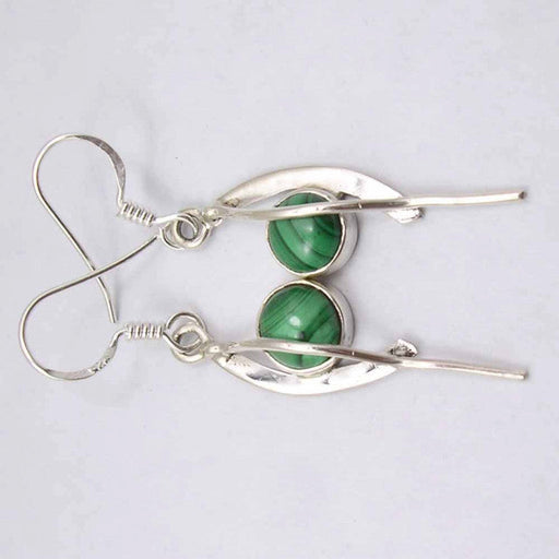 Cercei Argint 925 cu Malachit, 4,5 cm lungime