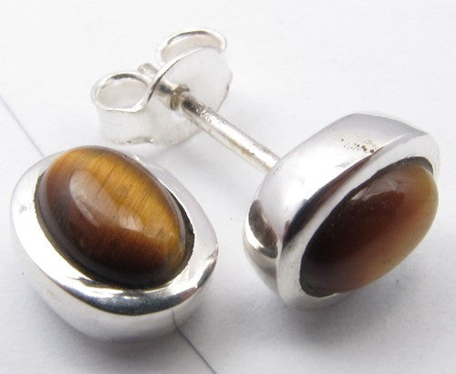 Cercei Argint 925 cu Ochi de Tigru 0.9 cm lungime