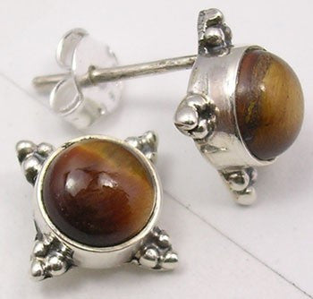 Cercei Argint 925 cu Ochi de Tigru, 1,2 cm lungime