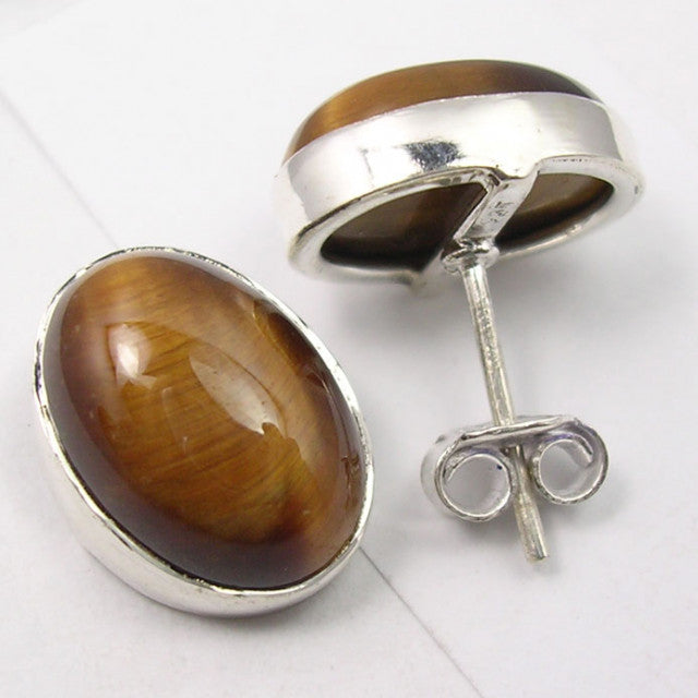 Cercei Argint 925 cu Ochi de Tigru, 1.5 cm lungime