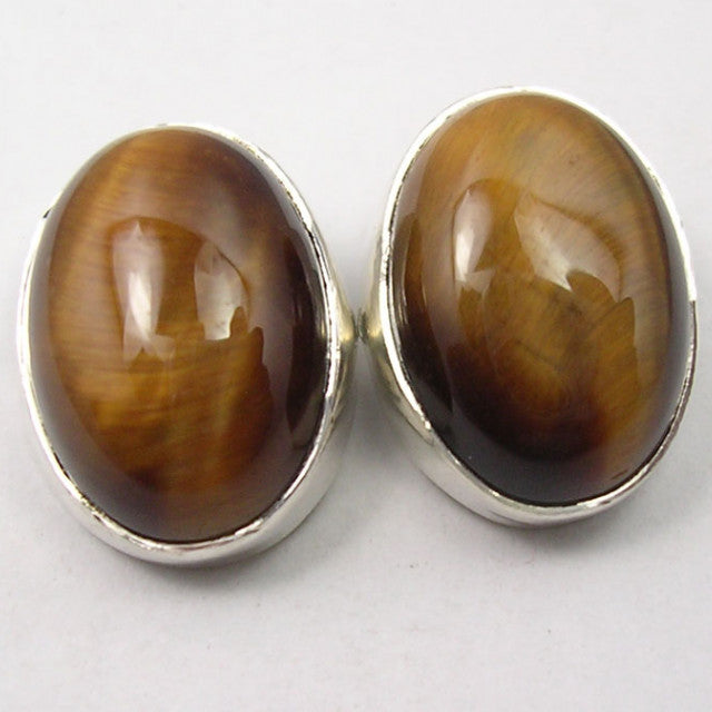 Cercei Argint 925 cu Ochi de Tigru, 1.5 cm lungime