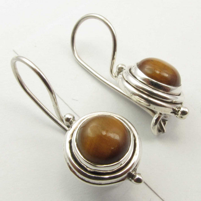 Cercei Argint 925 cu Ochi de Tigru, 2.4 cm lungime