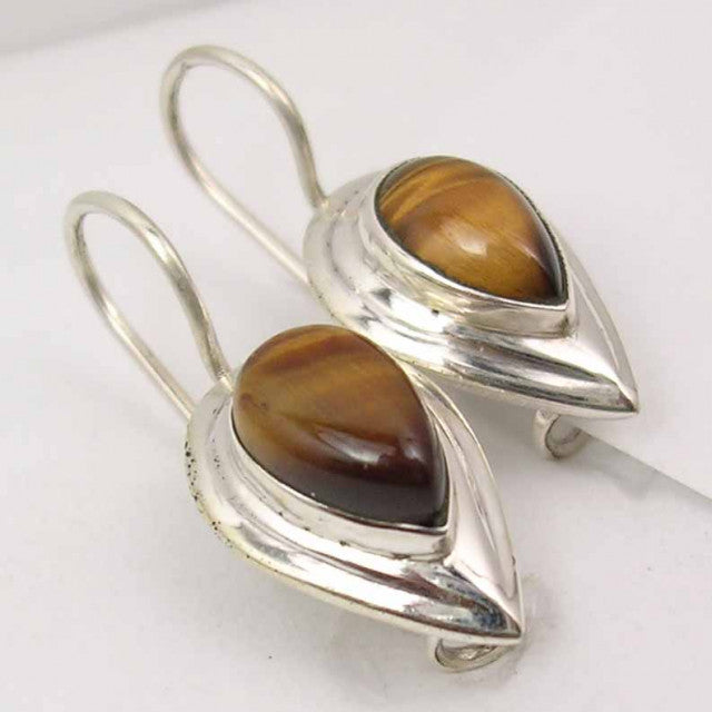 Cercei Argint 925 cu Ochi de Tigru, 2.5 cm lungime