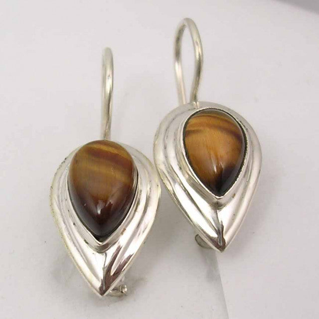 Cercei Argint 925 cu Ochi de Tigru, 2.5 cm lungime